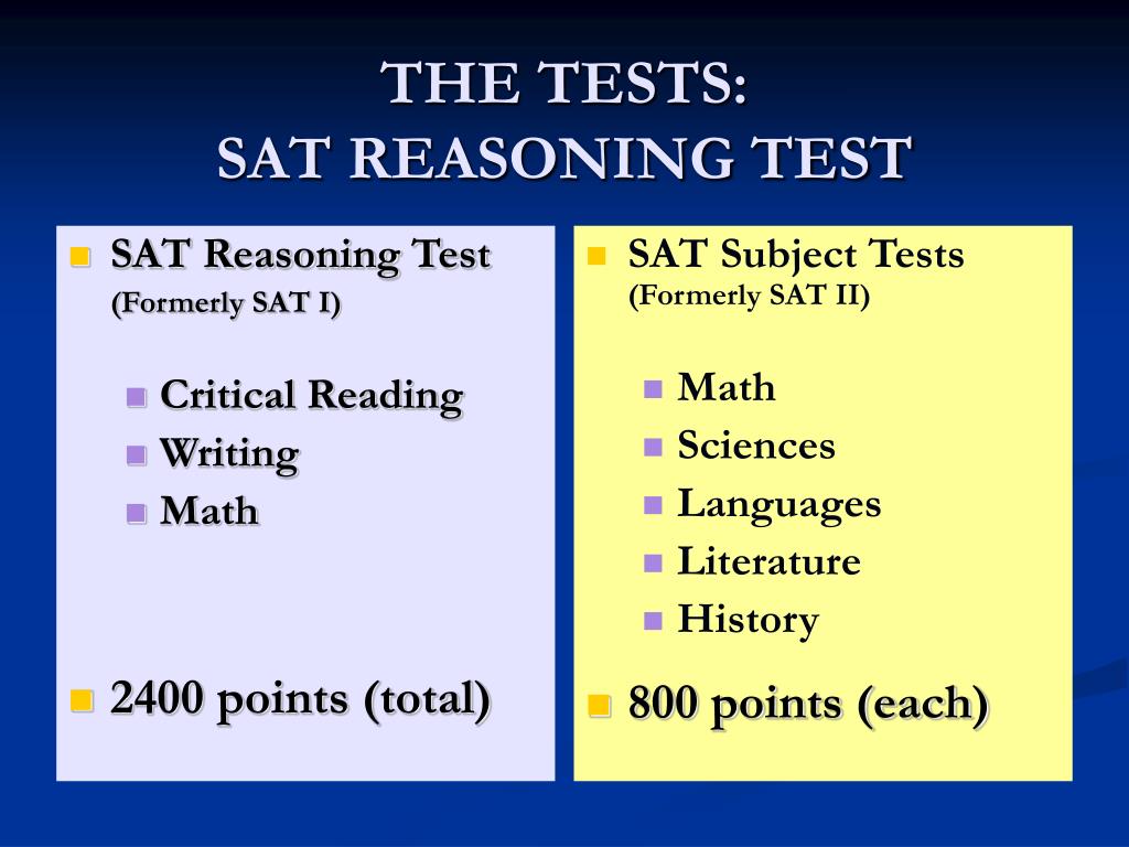 Bài thi SAT gồm có 2 loại: SAT – I và SAT – II.